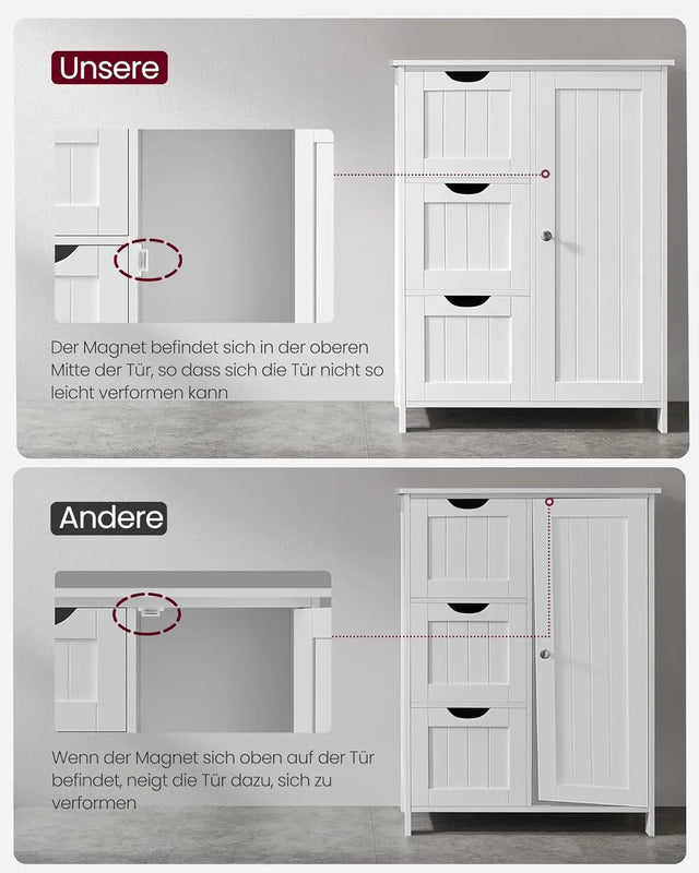 Badezimmerschrank mit 4 Schubladen und Tür Weiss von Songmics