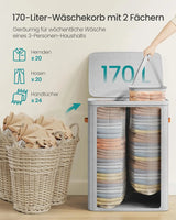 Wäschekorb 170L 2 Fächer Leicht Taubengrau von Songmics