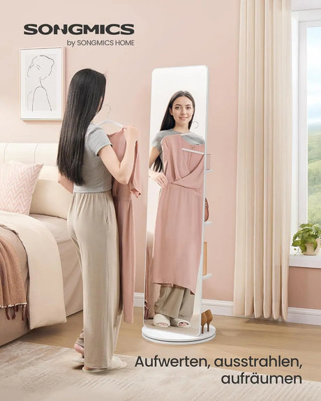 Standspiegel drehbar 163cm weiss Hartglas von Songmics