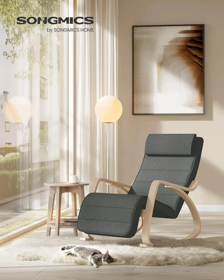 Schaukelstuhl Verstellbar Belastbar Wohnzimmer Dunkelgrau von Songmics