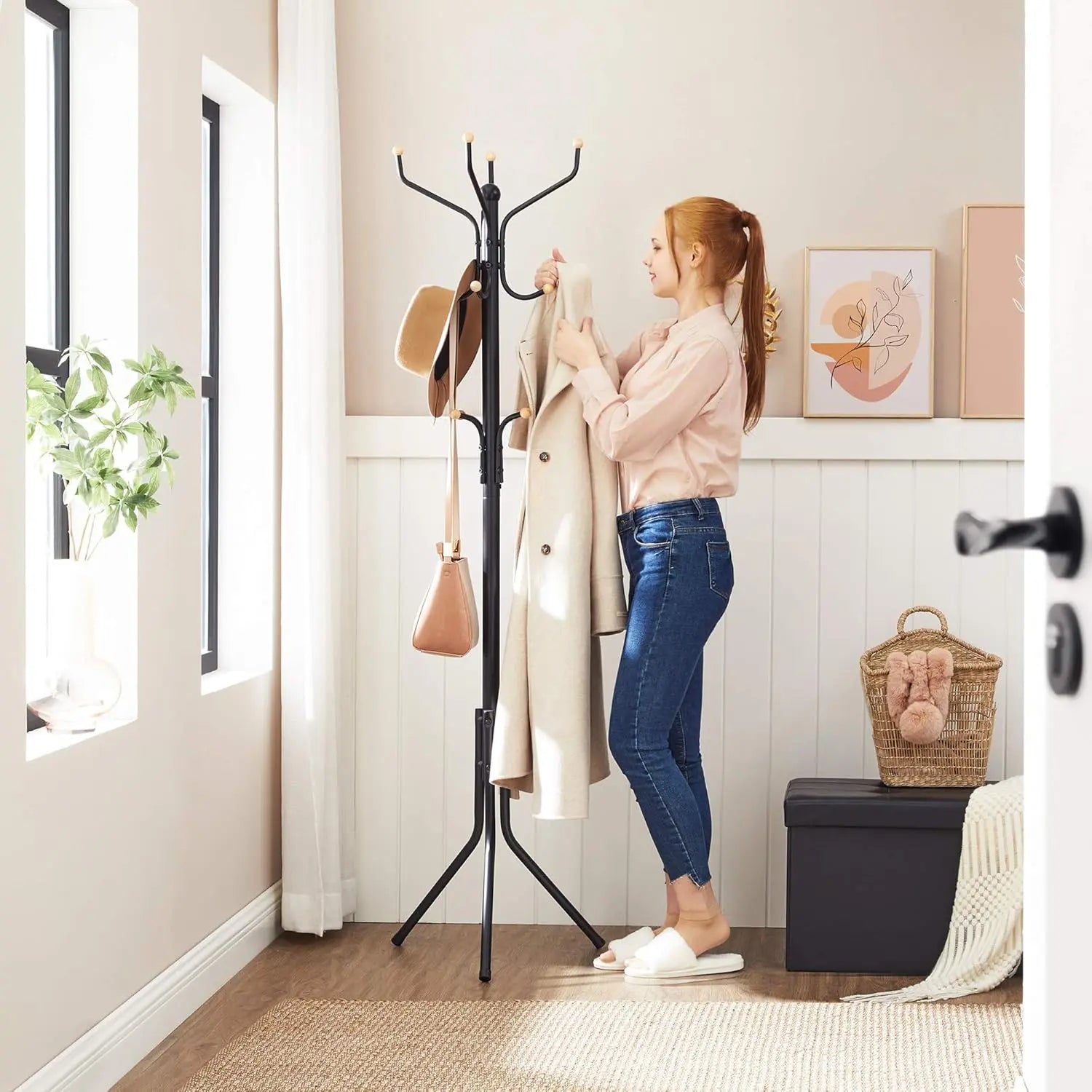 Garderobenständer Metall stabil 182 cm schwarz von Songmics