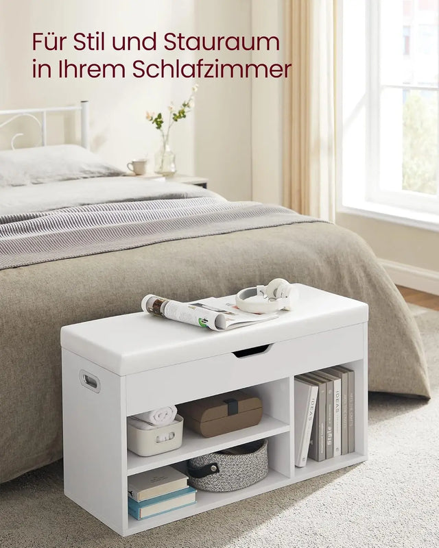 Schuhbank mit Stauraum gepolstert wolkenweiss von guteszeug.ch