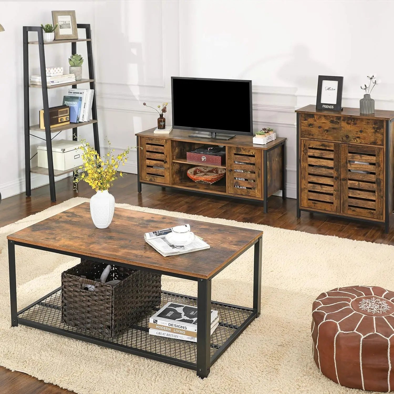 Bodenschrank mit Schublade rustikales Braun von Songmics