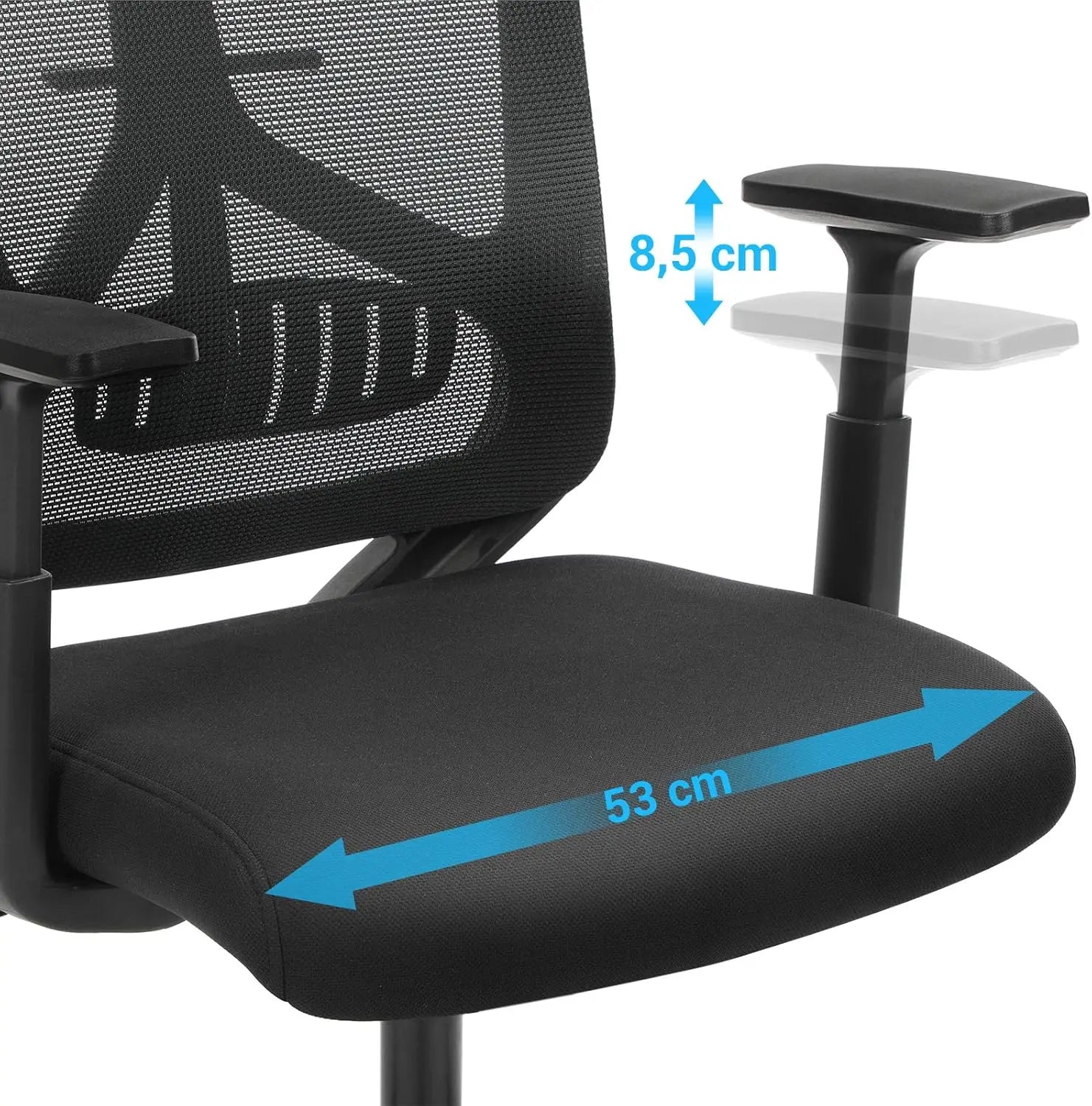Bürostuhl Ergonomisch Verstellbar Lendenwirbelstütze Kopfstütze Schwarz von Songmics