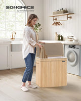 Wäschekorb Bambus 150L Naturbeige von Songmics