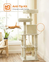 Kratzbaum Mehrstöckig mit Hängematte Beige von Songmics