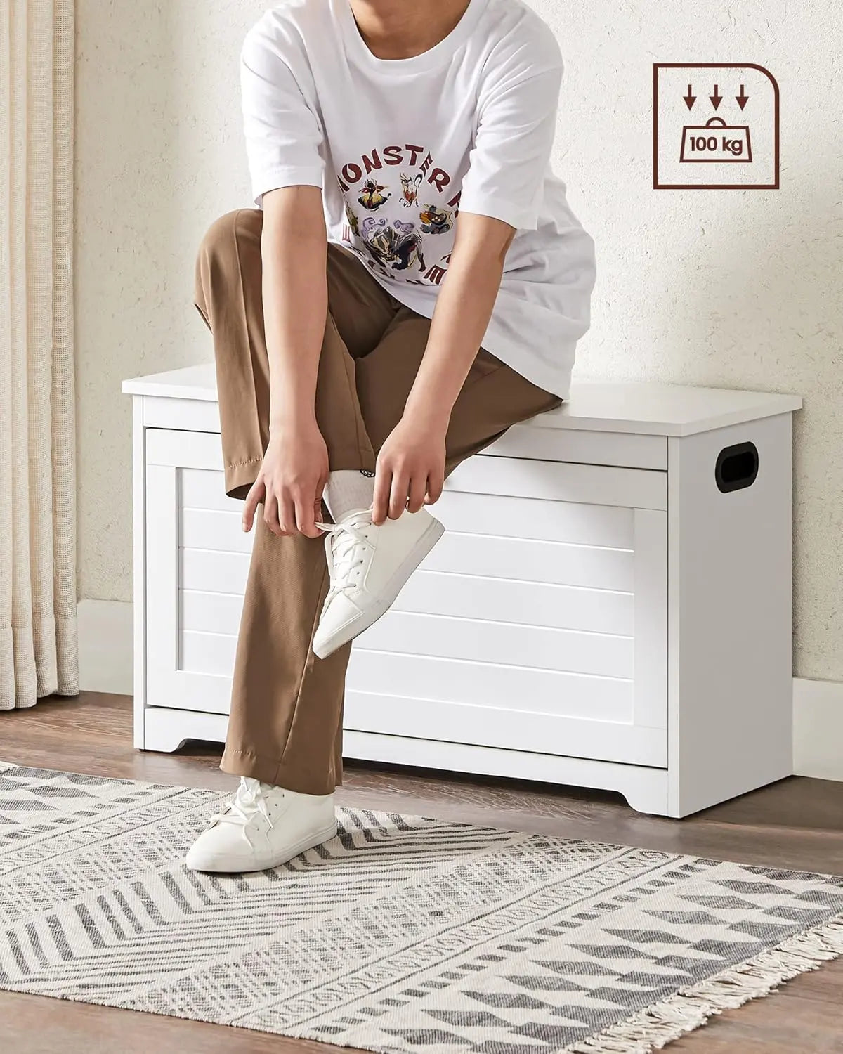 Schuhbank weiss verstellbar 80cm Holz von Songmics