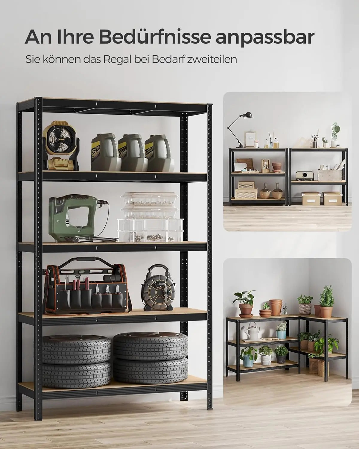 Schwerlastregal 750kg Stahl schwarz verstellbar von Songmics