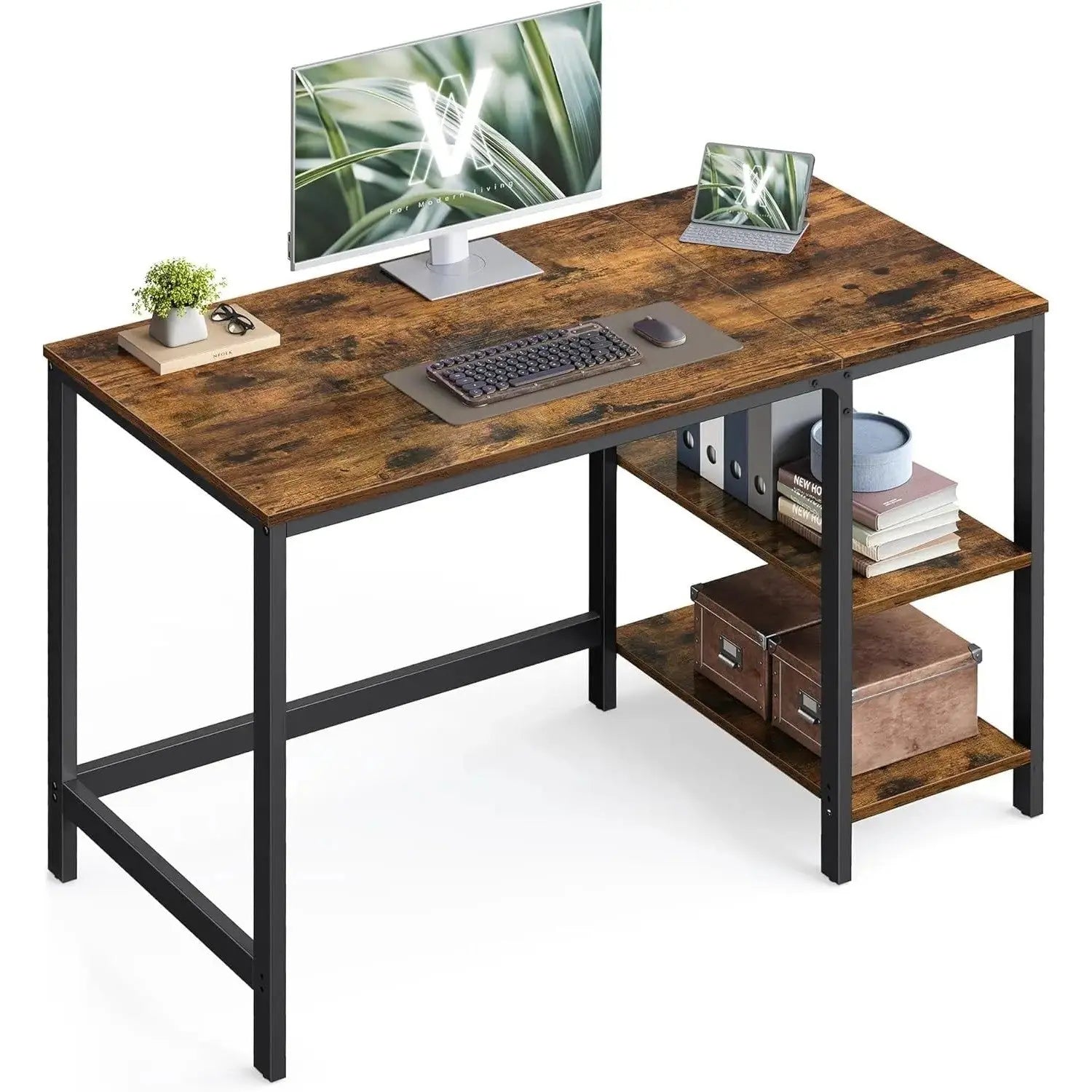 Computertisch 120x60 vintagebraun Holzoptik modern von Songmics