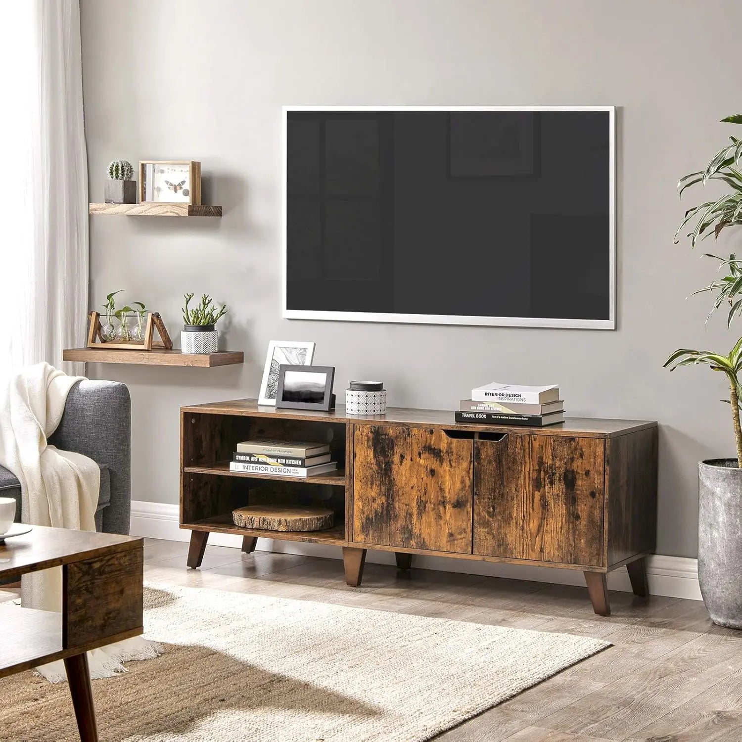 TV-Schrank mit Türen, vintagebraun von Songmics