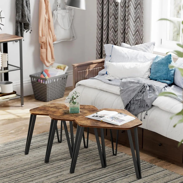 Beistelltisch Set Industrie-Design vintagebraun-schwarz von Songmics