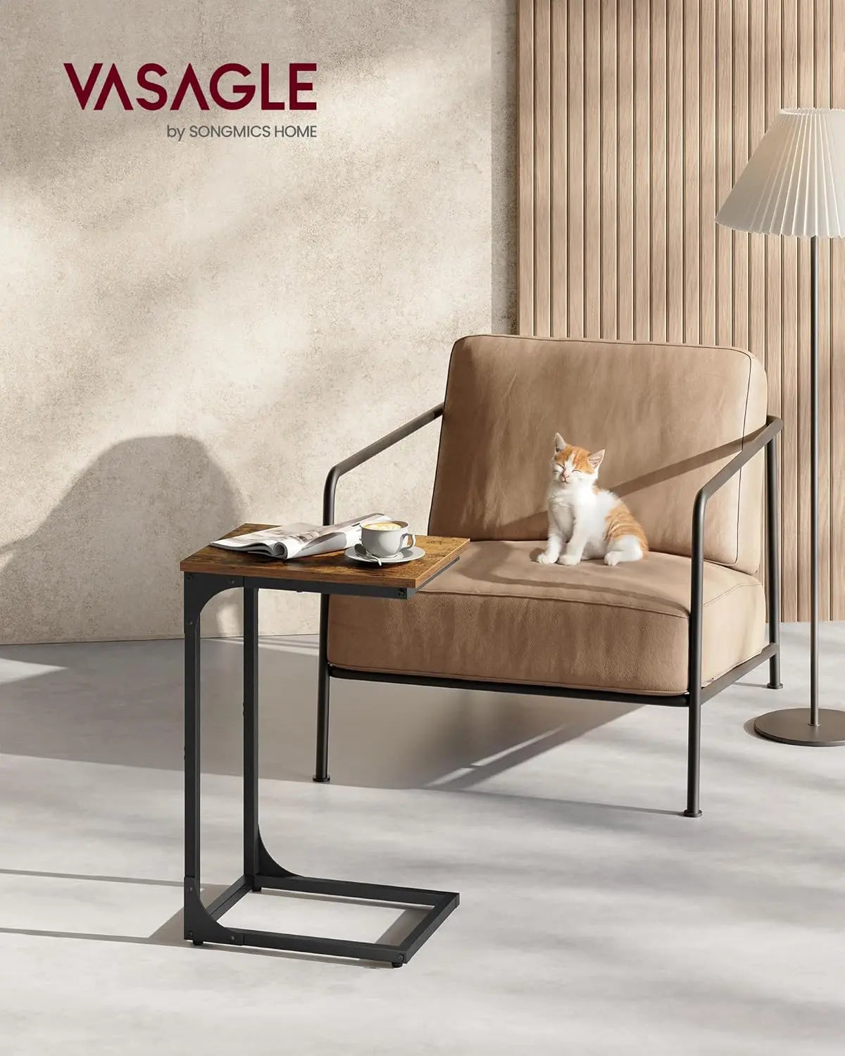 Beistelltisch C-Form Metall Vintage Braun von Songmics