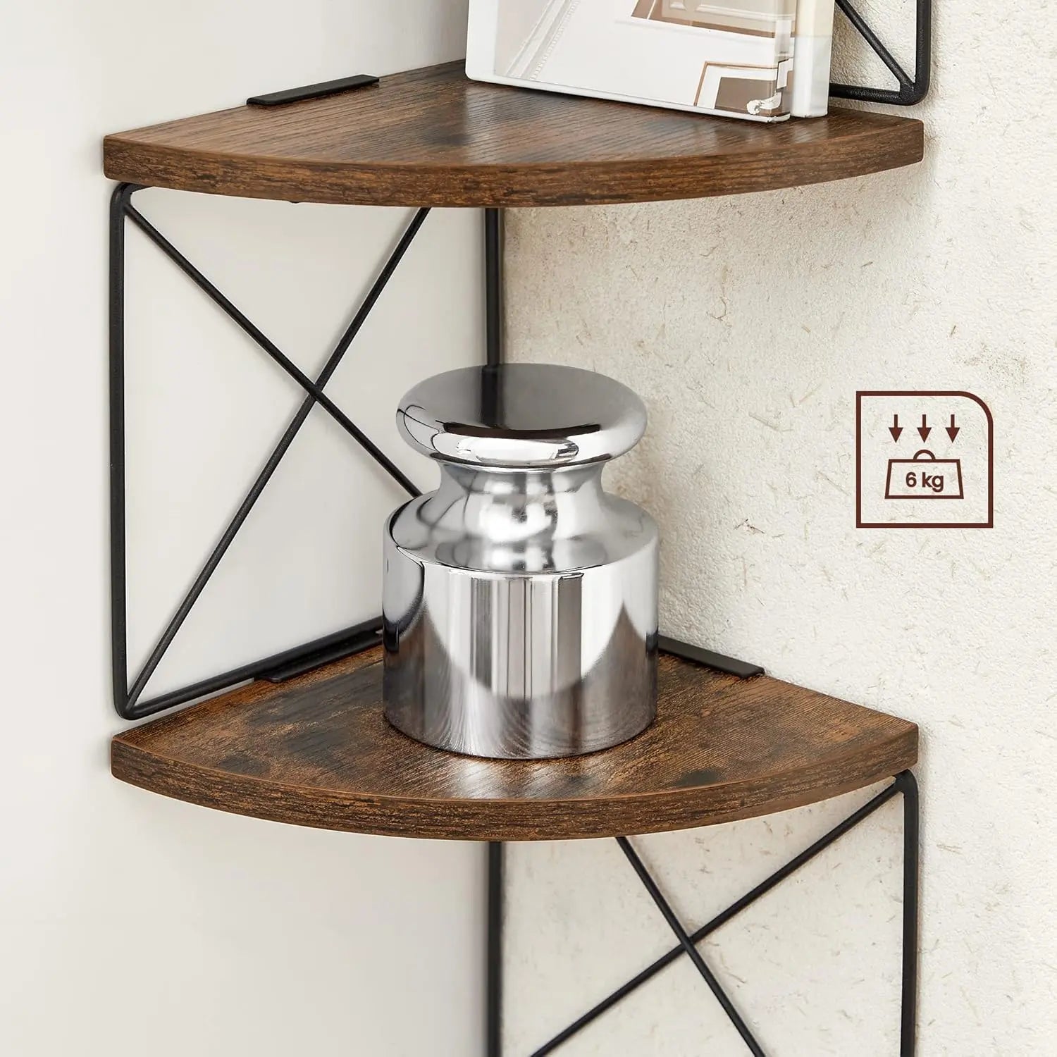 Eckregal Zickzack-Design 5 Ebenen Vintagebraun-Schwarz von Songmics