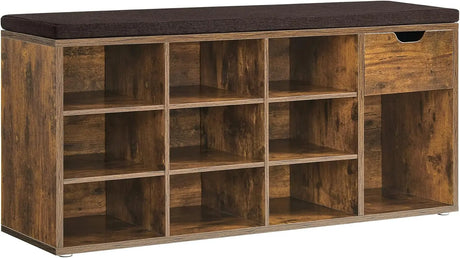 Schuhbank Regal Sitzbank Polster Vintagebraun Braun von Songmics