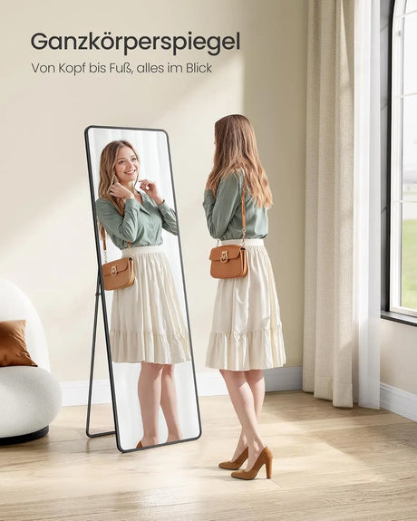 Standspiegel 150x40cm Aluminium Schwarz von Songmics