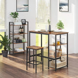 Stehtisch Bartisch Computertisch Industriestil Aufbewahrung Stahlrahmen Braun von Songmics