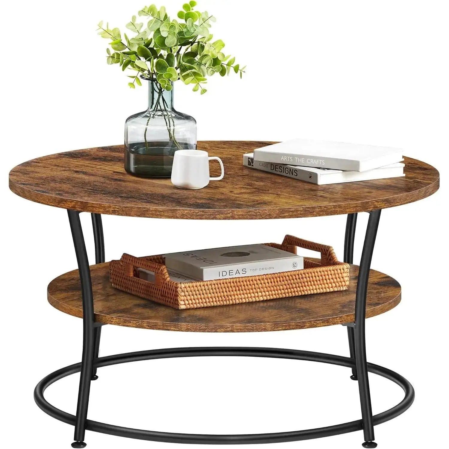Couchtisch Rund Industrie-Design Metall Vintagebraun von Songmics