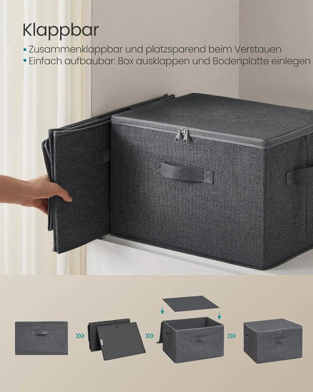 Aufbewahrungsbox faltbar mit Griffen schiefergrau von Songmics