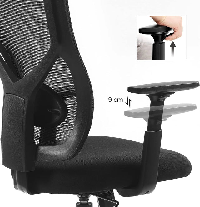 Bürostuhl ergonomisch verstellbar gepolstert Schwarz von Songmics