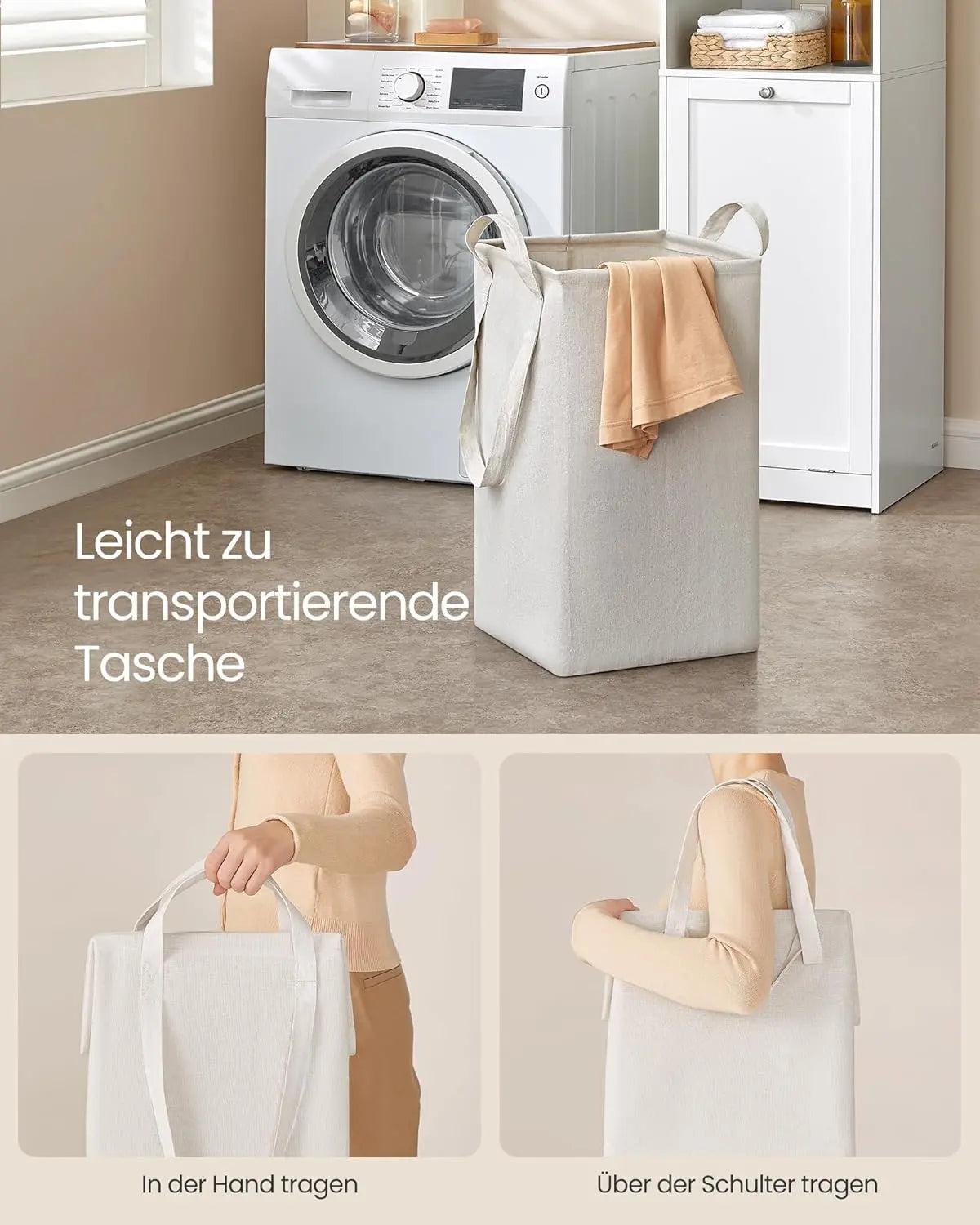 Badezimmerschrank Hoch Wäschekorb Tür Verstellbar Weiss von Songmics