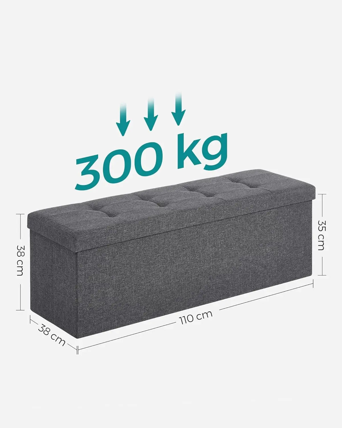 Sitzbank Stauraum Klappbar 300kg Belastbar Schiefergrau von Songmics