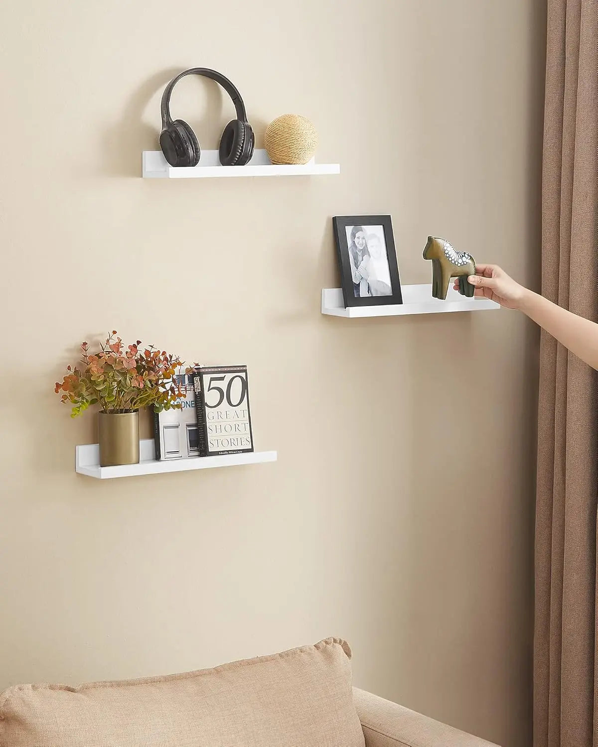 Wandregal Set für Wohnzimmer mattweiss von Songmics