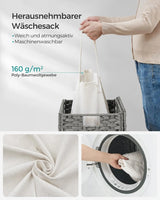 Wäschekorb Rattan Faltbar 90L Taubengrau von Songmics