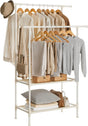 Kleiderständer Metall mit 2 Stangen und 2 Ablagen Weiss von Songmics