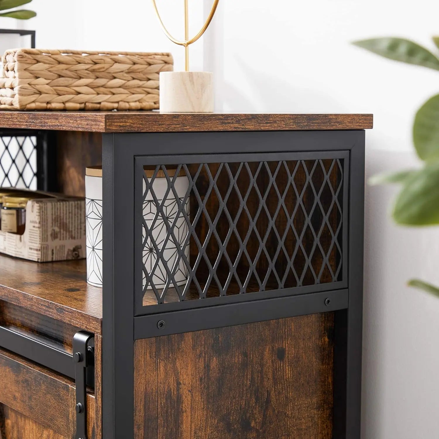 Sideboard mit Schiebetür rustikales Braun von Songmics