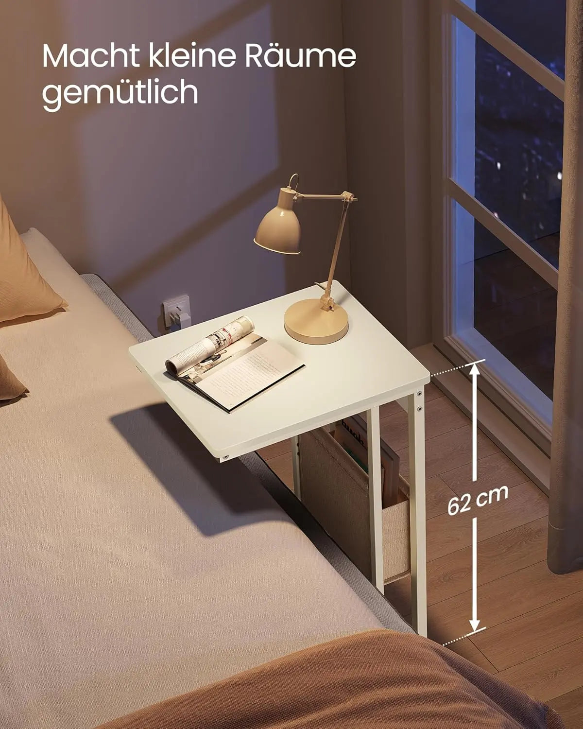Beistelltisch mit Ladestation USB Cremeweiss von Songmics