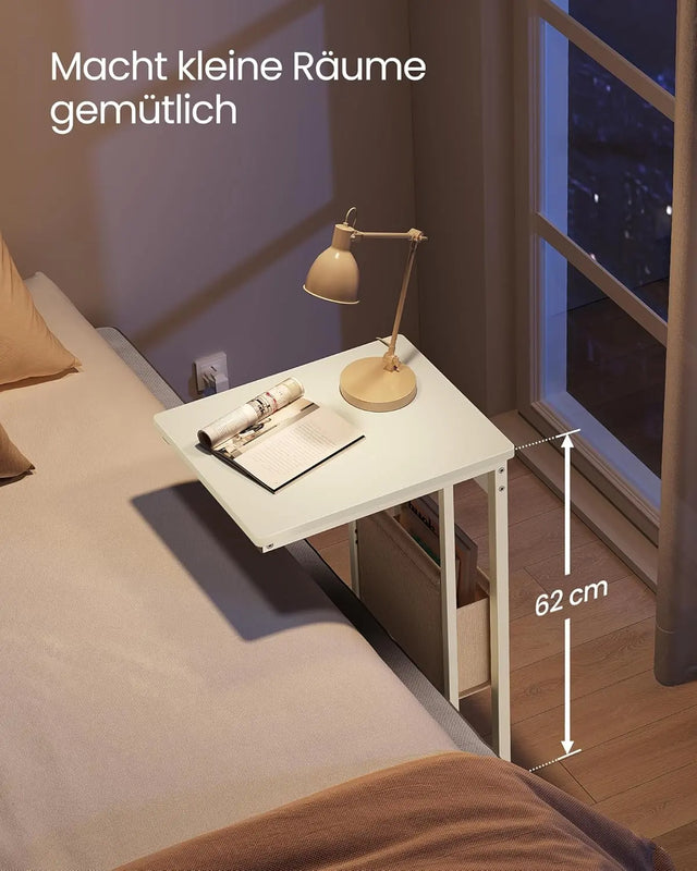 Beistelltisch mit Ladestation USB Cremeweiss von Songmics