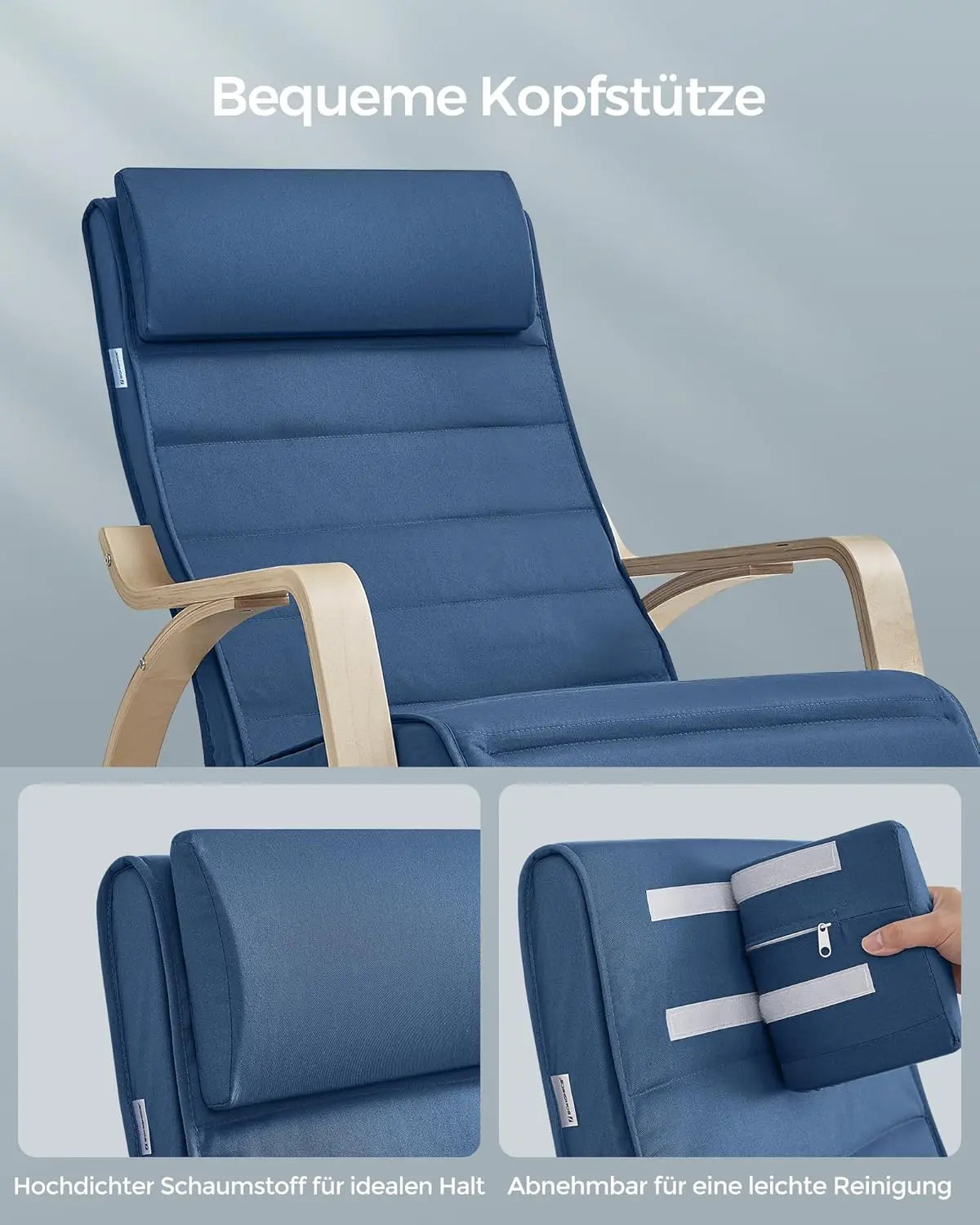 Schaukelstuhl Verstellbar Belastbar Wohnzimmer Mitternachtsblau von Songmics