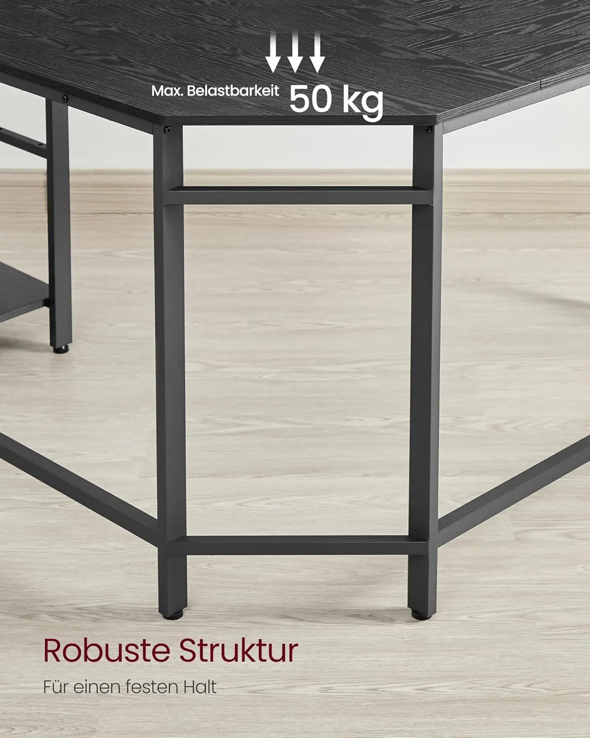 L-Schreibtisch platzsparend schwarz Holzoptik von Songmics