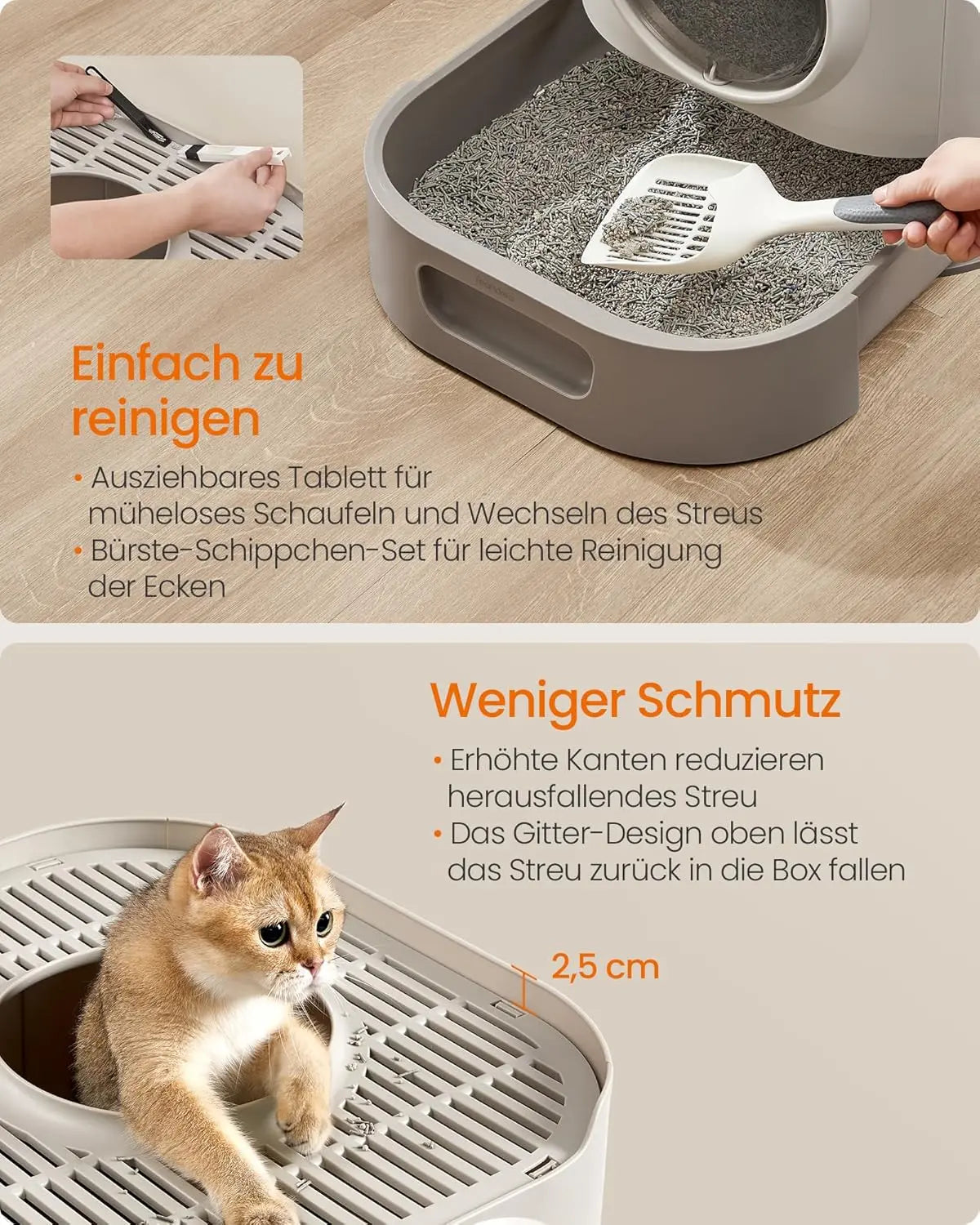 Katzentoilette XXL mit Deckel Haferflocken Kunststoff von guteszeug.ch