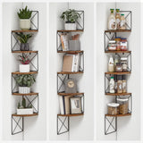 Eckregal Zickzack-Design 5 Ebenen Vintagebraun-Schwarz von Songmics