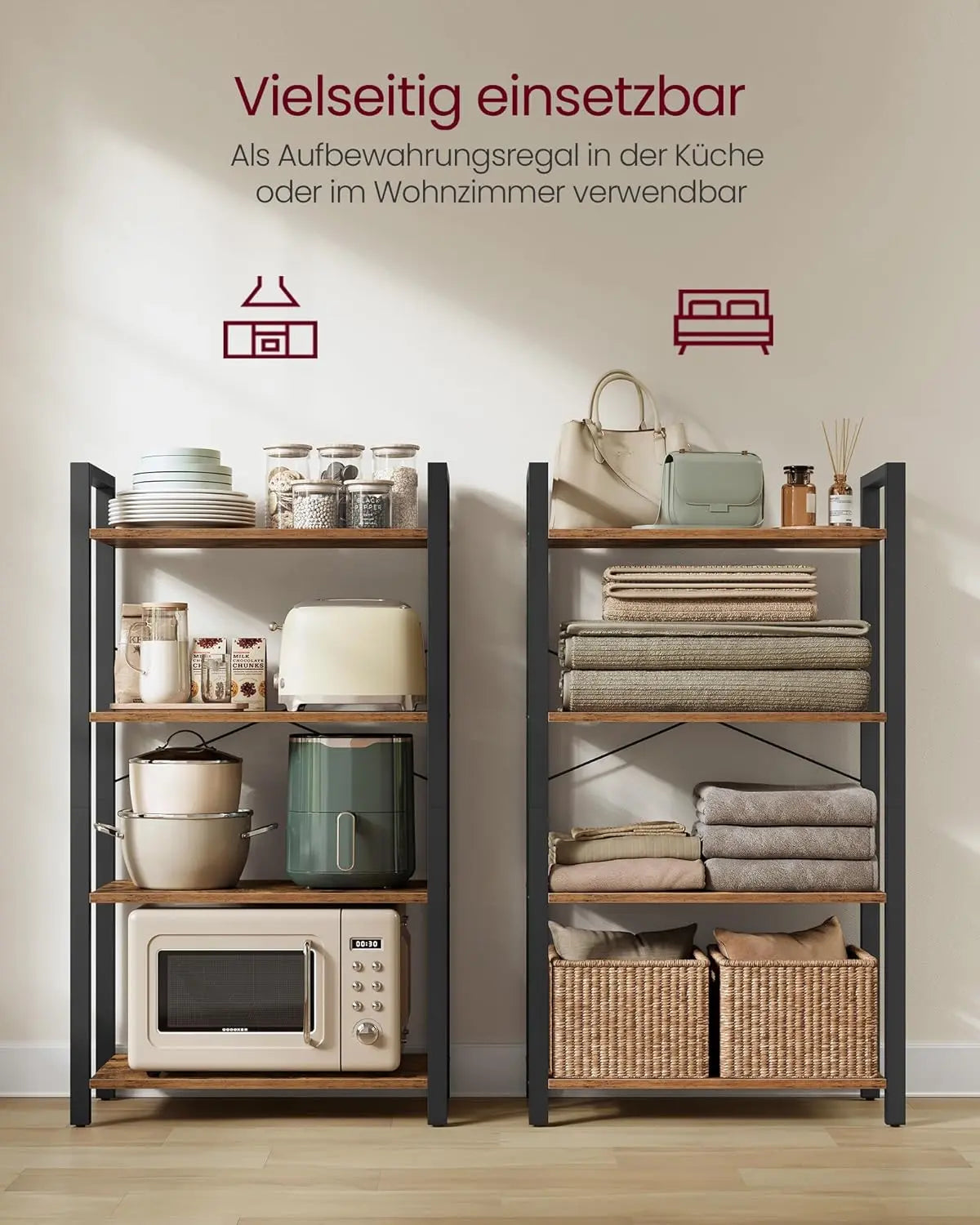Standregal 4 Ebenen Vintagebraun Metall von Songmics