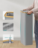 Wäschekorb zusammenklappbar mit Bambusgriffen taubengrau von Songmics