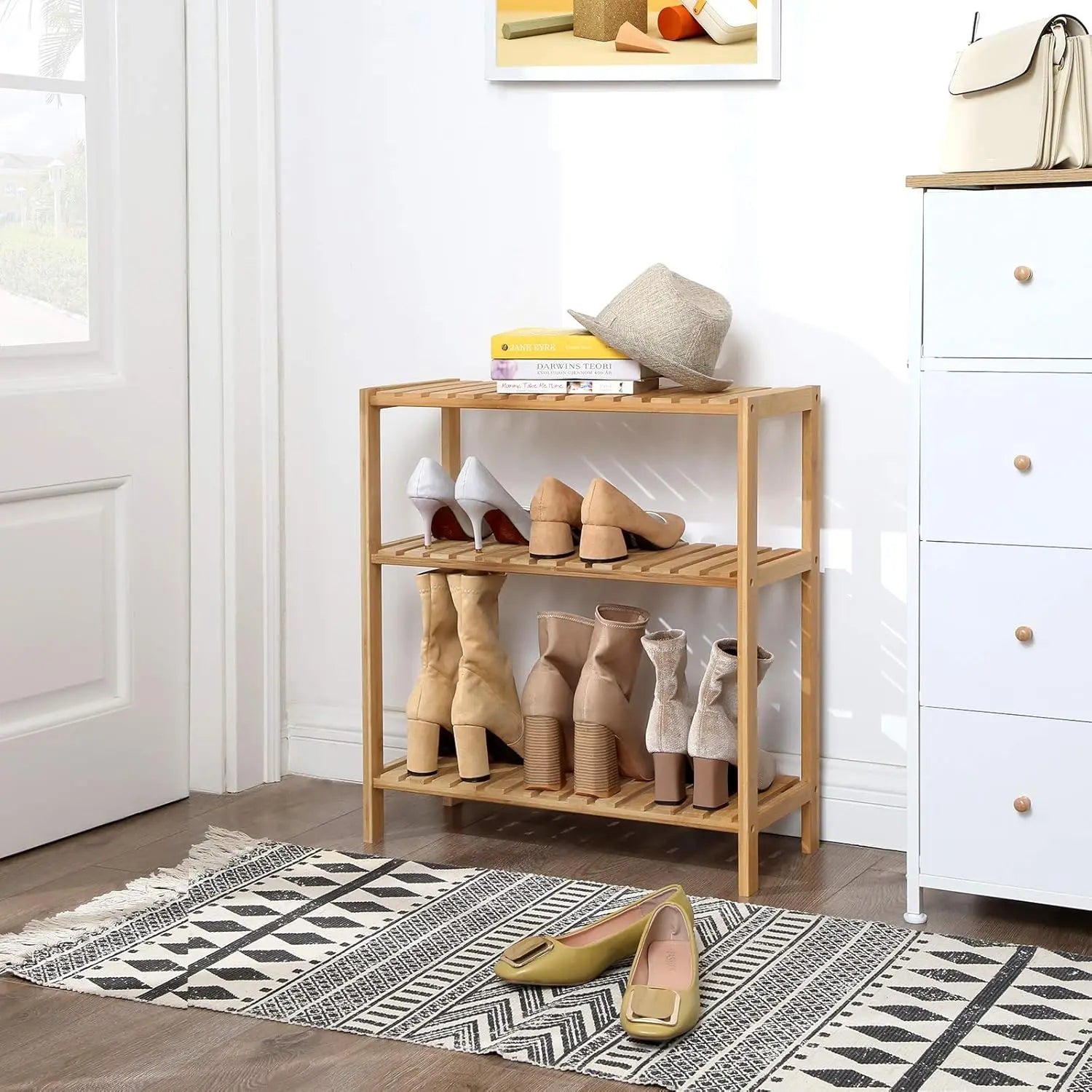 Badezimmerregal Bambus 3 Ebenen Naturbeige von Songmics