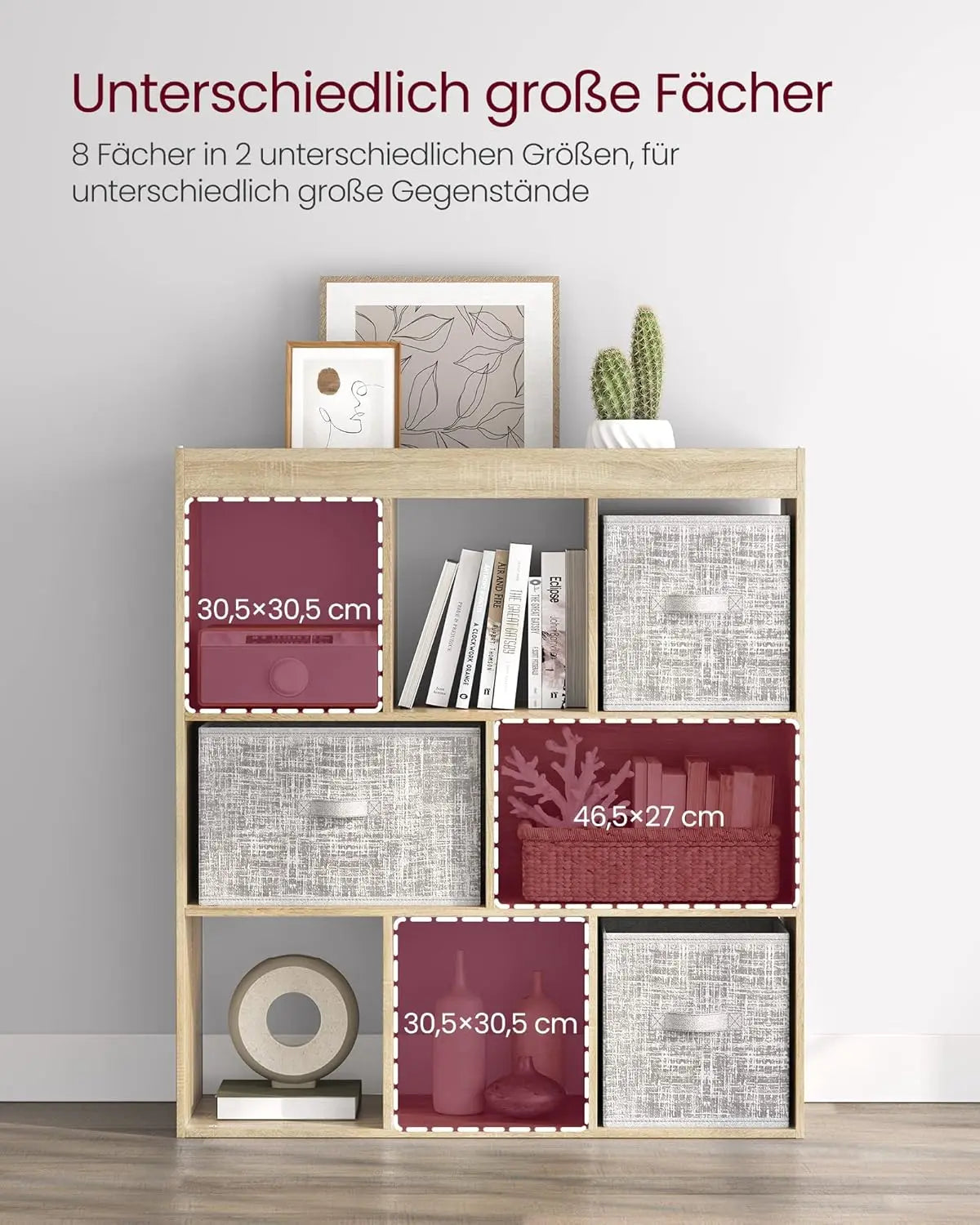 Würfelregal 8 Fächer eichenfarben Holz von Songmics