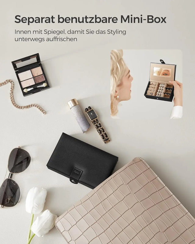 Schmuckkasten abschliessbar mit Spiegel schwarz von guteszeug.ch