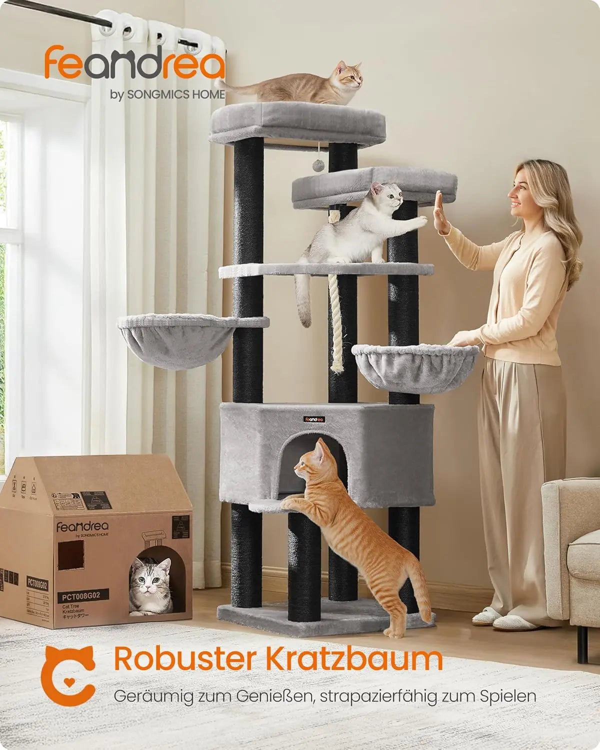 Kratzbaum XXL Maine-Coon Sisal Grau von Songmics