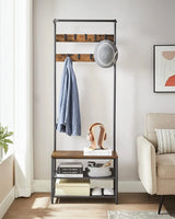 Garderobenständer mit Schuhbank Vintagebraun-Schwarz von Songmics