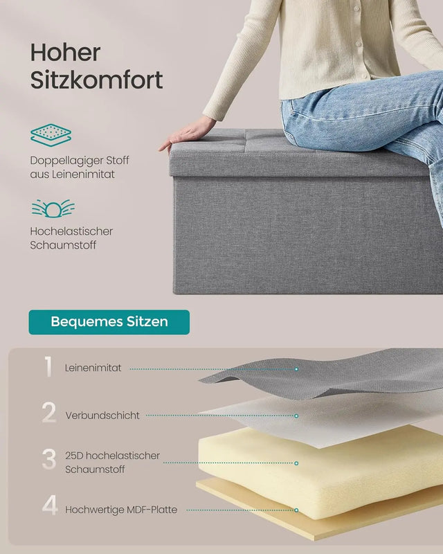Sitzhocker mit Stauraum Aschgrau von Songmics