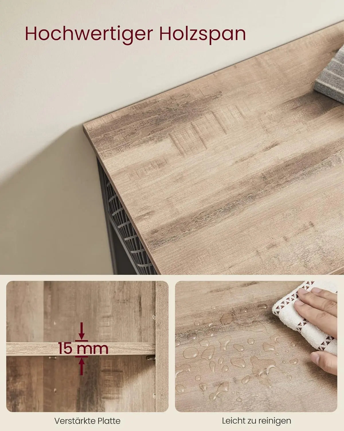 Sideboard 3 Türen Landhausstil eichenbraun von Songmics