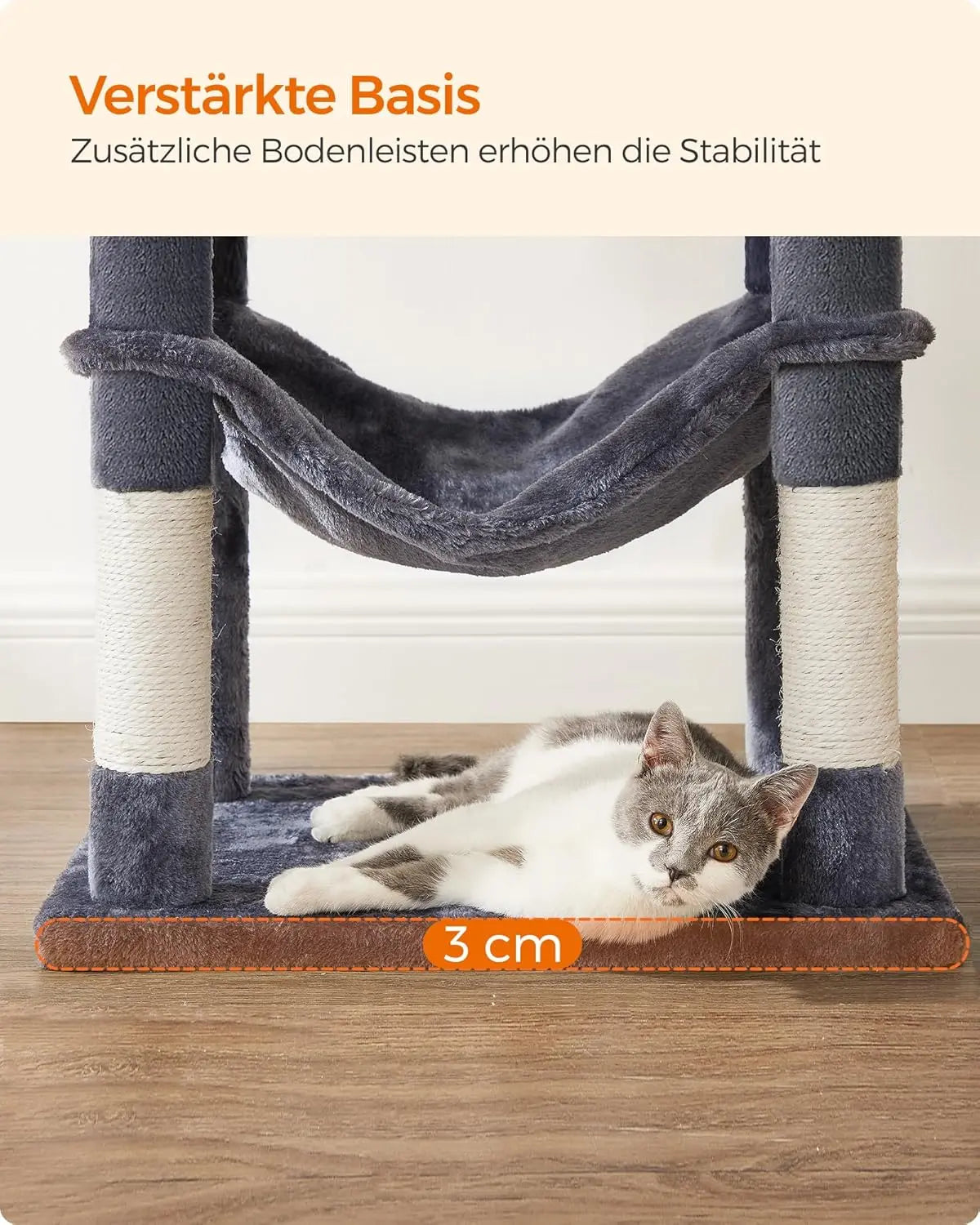 Kratzbaum Katzenhaus mit Hängematte rauchgrau von Songmics