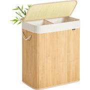 Wäschekorb 100L Bambus 2-Fächer naturfarben von Songmics
