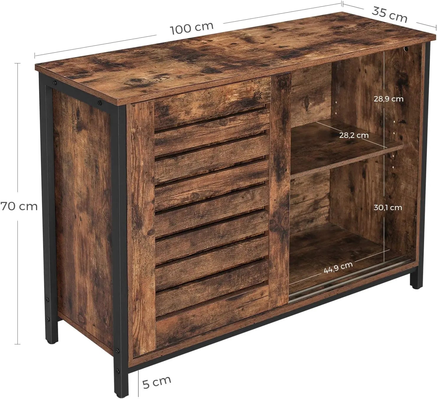 Sideboard Küchenschrank Schiebetüren Industrie-Design Vintagebraun von Songmics