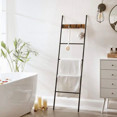 Leiterregal Handtuchhalter 5 Ebenen Rustikal Braun von Songmics