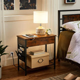 Beistelltisch mit Steckdose USB vintagebraun-schwarz von Songmics