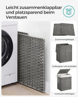 Wäschekorb Rattan Faltbar 90L Taubengrau von Songmics